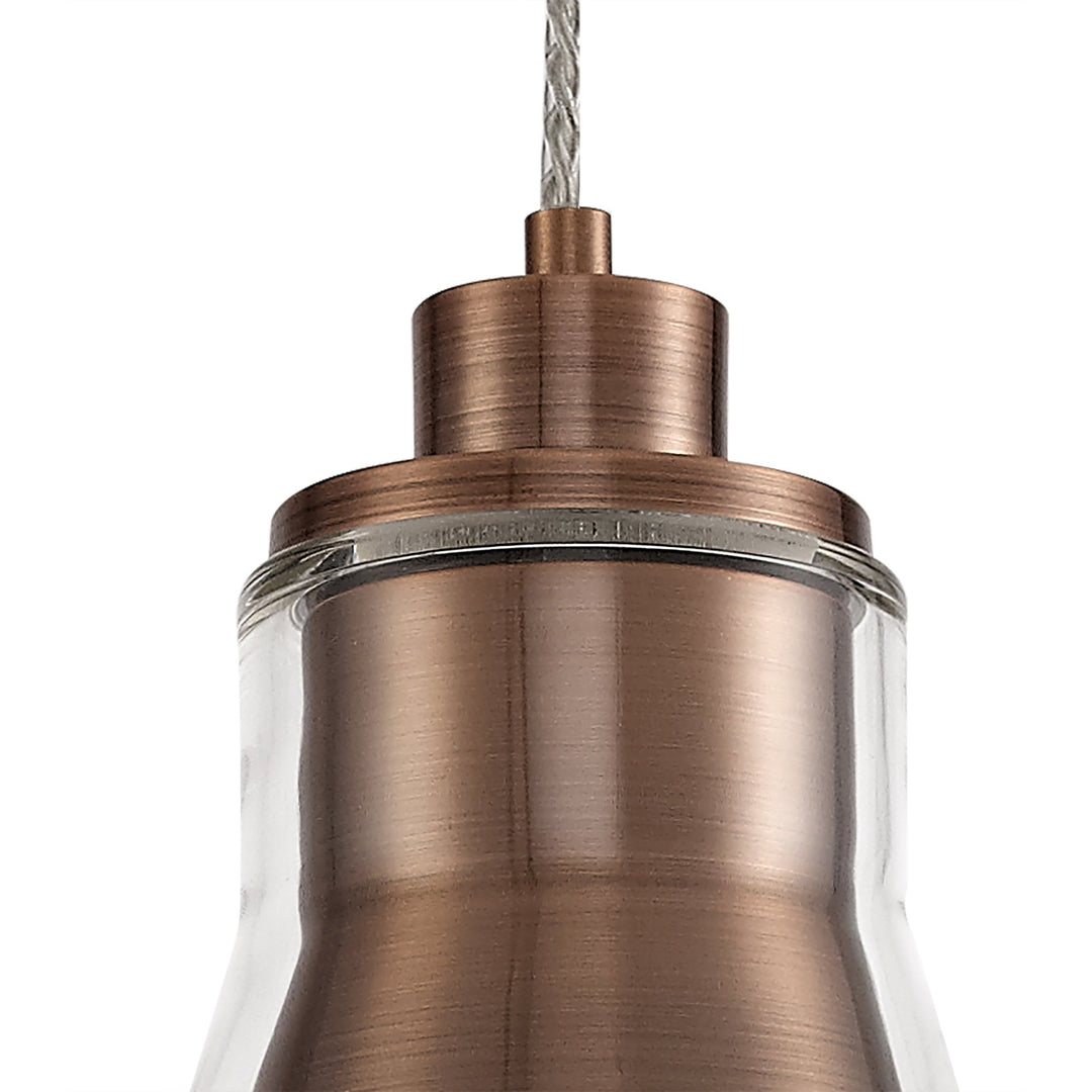 Nelson Lighting NL77749 Hoister Pendant 1 Light Antique Copper/Clear Glass