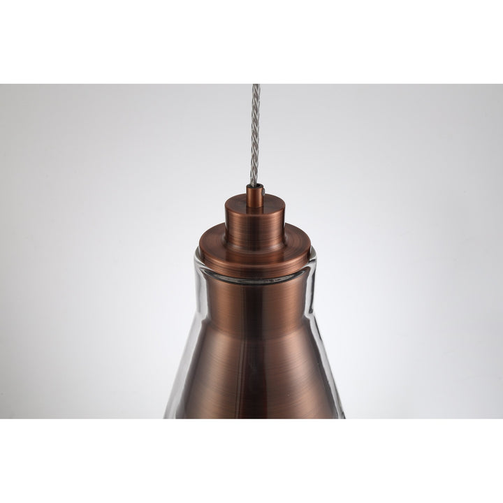 Nelson Lighting NL77749 Hoister Pendant 1 Light Antique Copper/Clear Glass