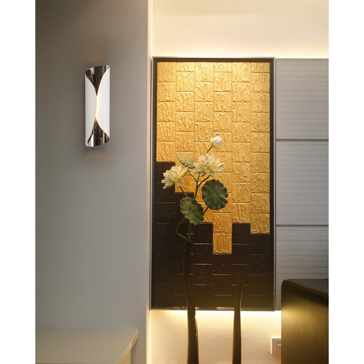 Nelson Lighting NL73719 India Wall Lamp LED Sand Black/Polished Chrome