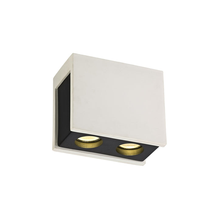 Nelson Lighting NLK01129 Inigo 2 Light Ceiling White Paintable Gypsum With Matt Black Cover