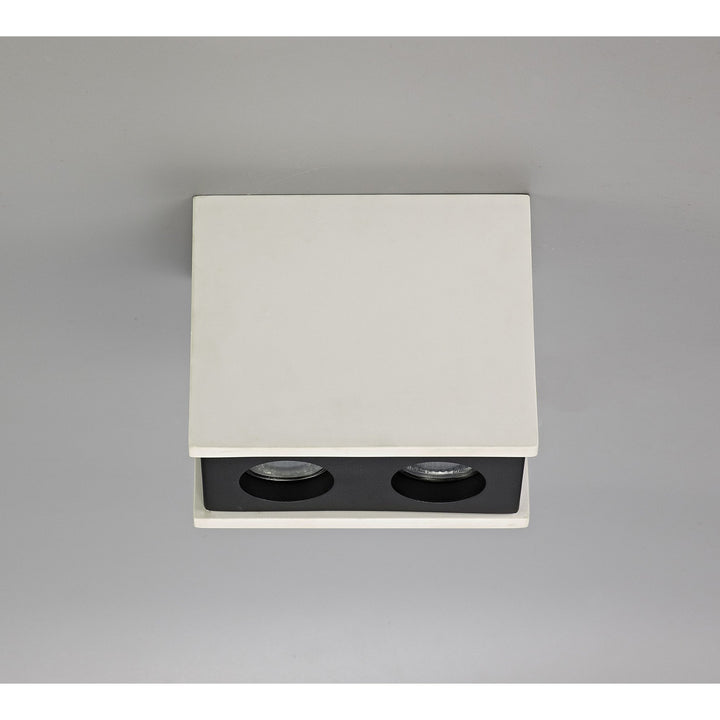 Nelson Lighting NLK01129 Inigo 2 Light Ceiling White Paintable Gypsum With Matt Black Cover