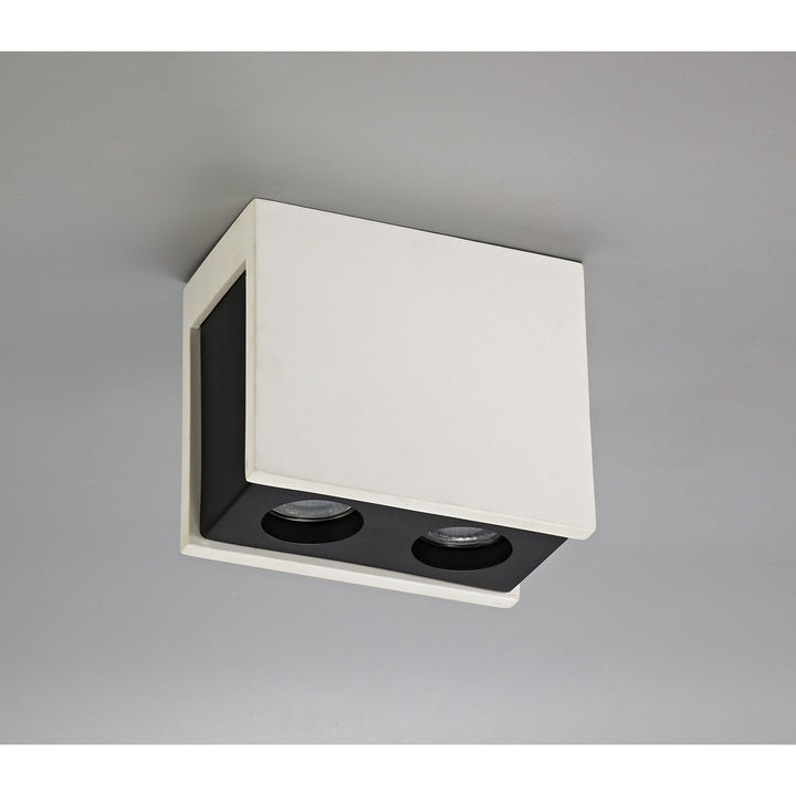 Nelson Lighting NLK01129 Inigo 2 Light Ceiling White Paintable Gypsum With Matt Black Cover