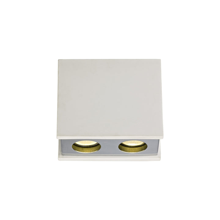 Nelson Lighting NLK01139 Inigo 2 Light Ceiling White Paintable Gypsum With Polished Chrome Cover