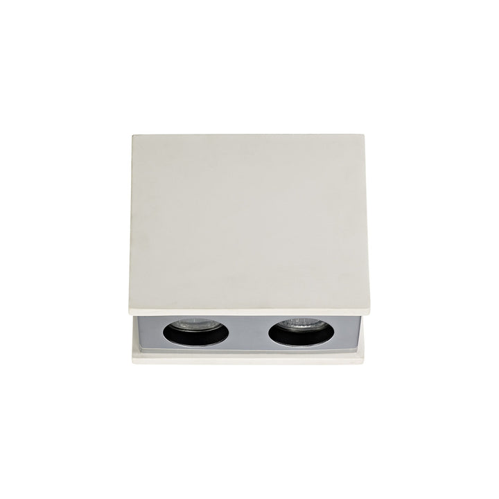 Nelson Lighting NLK01139 Inigo 2 Light Ceiling White Paintable Gypsum With Polished Chrome Cover