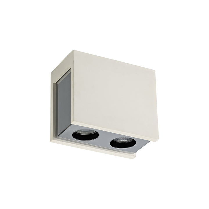 Nelson Lighting NLK01139 Inigo 2 Light Ceiling White Paintable Gypsum With Polished Chrome Cover
