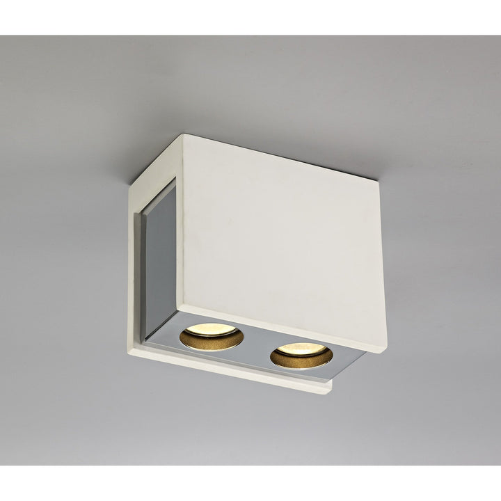 Nelson Lighting NLK01139 Inigo 2 Light Ceiling White Paintable Gypsum With Polished Chrome Cover