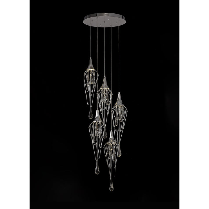Nelson Lighting NL78579 Istan Pendant Round 5 Light Polished Chrome