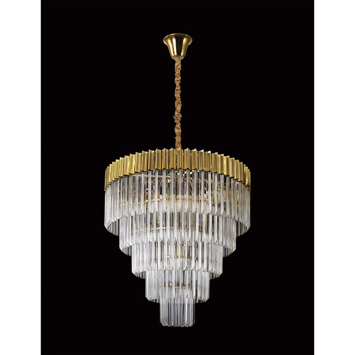 Nelson Lighting NL82309 Kobra Pendant Round 5 Tier 18 Light Brass/Clear Glass