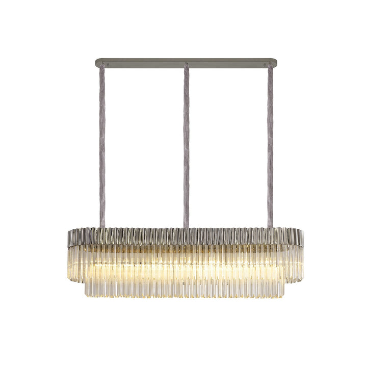 Nelson Lighting NL82469 Kobra Pendant Rectangle 7 Light Polished Nickel/Clear Glass