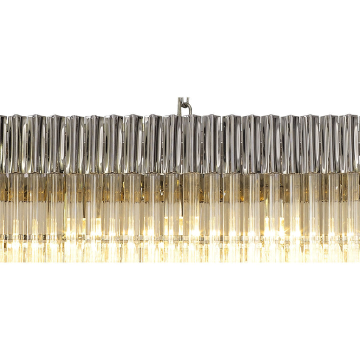 Nelson Lighting NL82469 Kobra Pendant Rectangle 7 Light Polished Nickel/Clear Glass