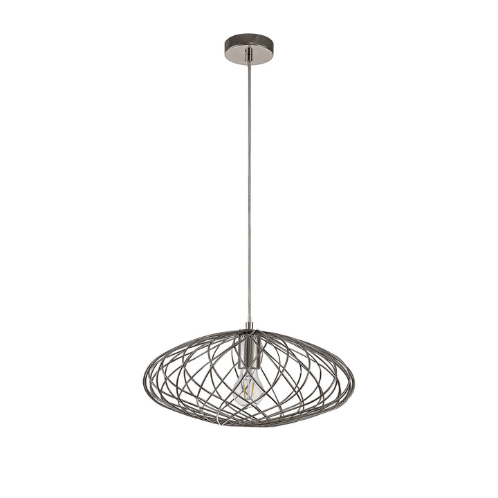 Nelson Lighting NL71359 Linus Elliptical Sphere Pendant 1 Light Polished Nickel