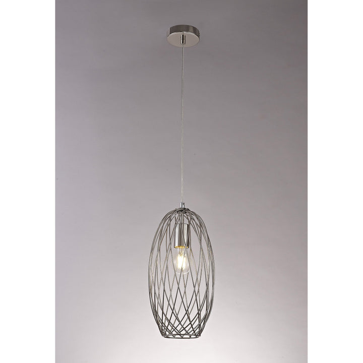 Nelson Lighting NL71369 Linus Curved Cylinder Pendant 1 Light Polished Nickel