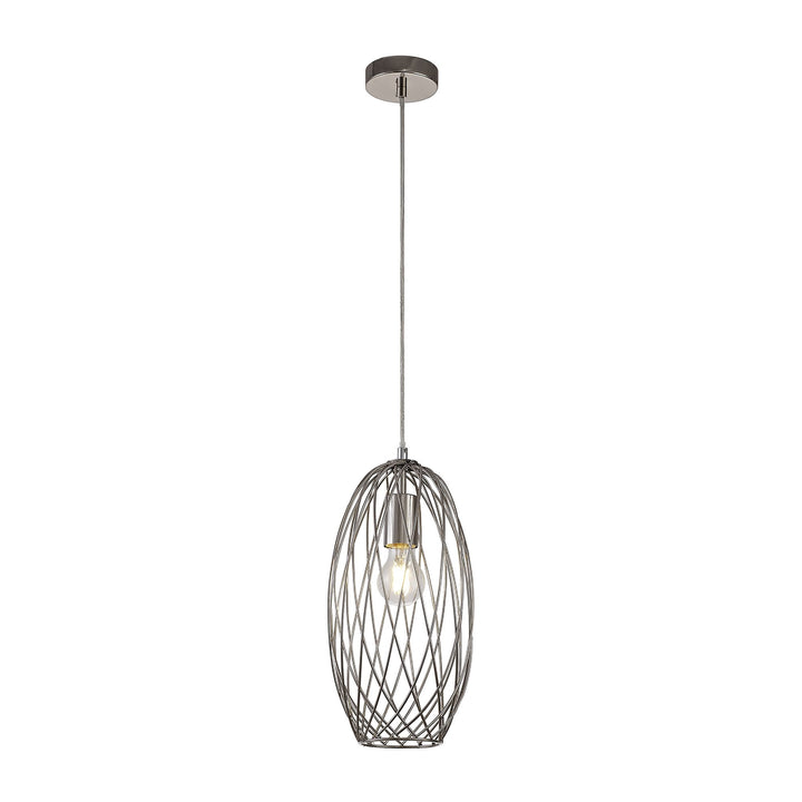 Nelson Lighting NL71369 Linus Curved Cylinder Pendant 1 Light Polished Nickel