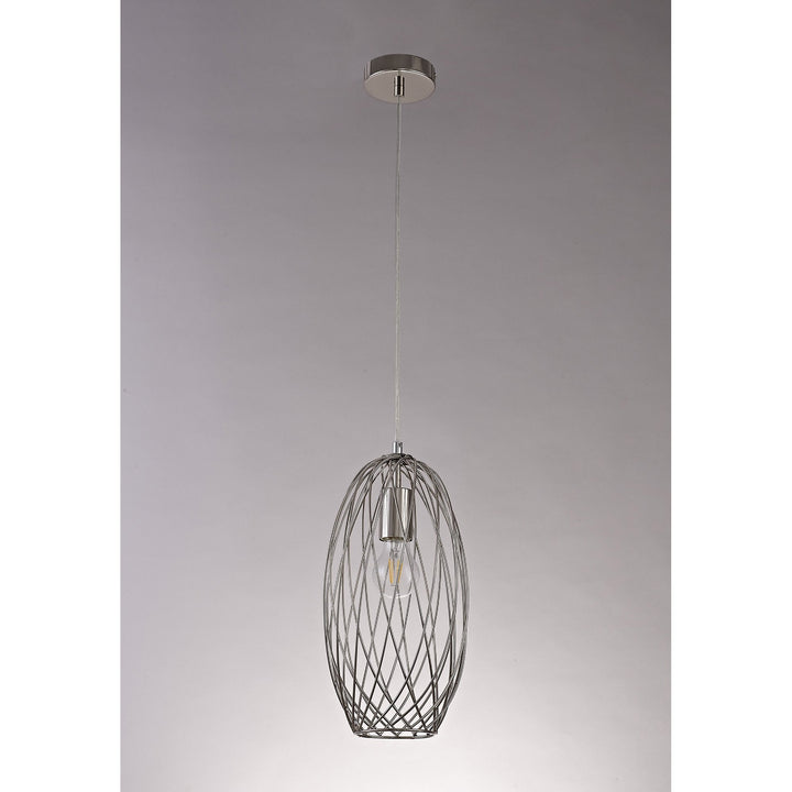 Nelson Lighting NL71369 Linus Curved Cylinder Pendant 1 Light Polished Nickel