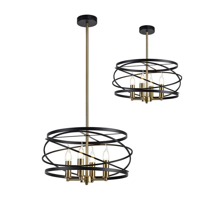 Nelson Lighting NL71019 | Liza Pendant | 4-Light Black & Satin Gold Elegance