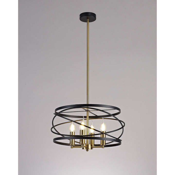 Nelson Lighting NL71019 | Liza Pendant | 4-Light Black & Satin Gold Elegance