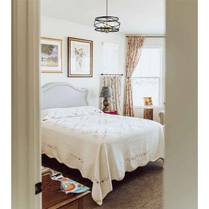 Nelson Lighting NL71019 | Liza Pendant | 4-Light Black & Satin Gold Elegance