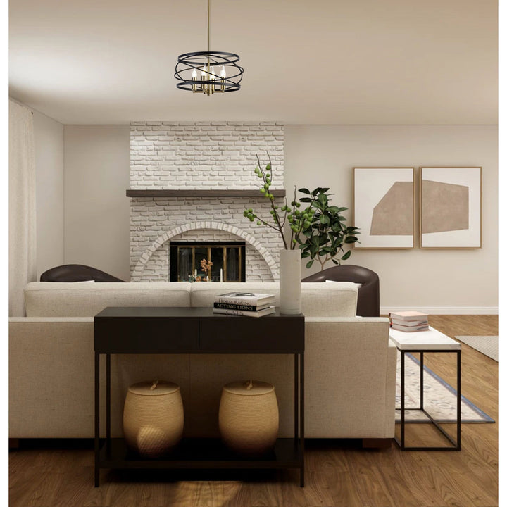 Nelson Lighting NL71019 | Liza Pendant | 4-Light Black & Satin Gold Elegance