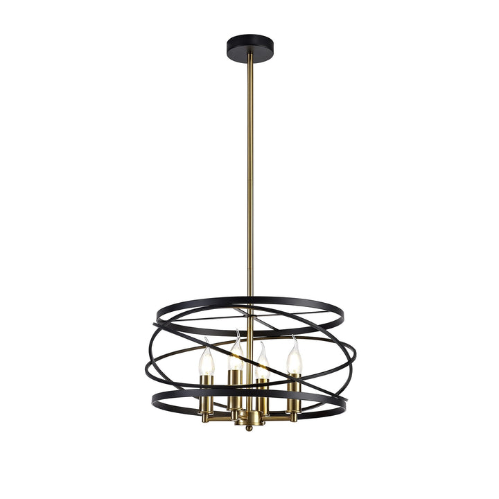 Nelson Lighting NL71019 | Liza Pendant | 4-Light Black & Satin Gold Elegance