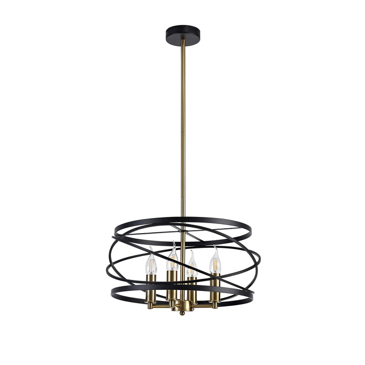 Nelson Lighting NL71019 | Liza Pendant | 4-Light Black & Satin Gold Elegance