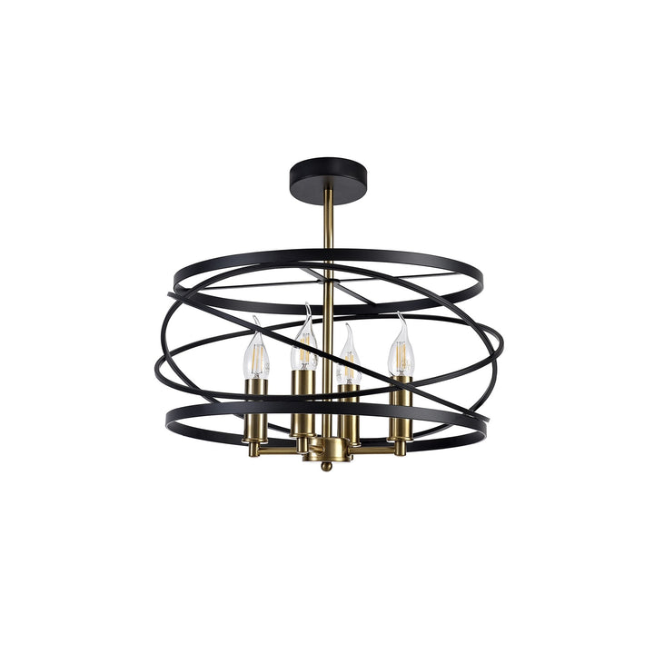 Nelson Lighting NL71019 | Liza Pendant | 4-Light Black & Satin Gold Elegance