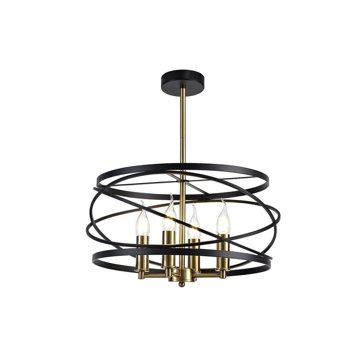 Nelson Lighting NL71019 | Liza Pendant | 4-Light Black & Satin Gold Elegance