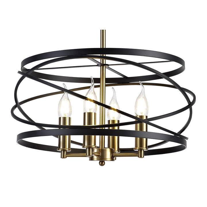 Nelson Lighting NL71019 | Liza Pendant | 4-Light Black & Satin Gold Elegance