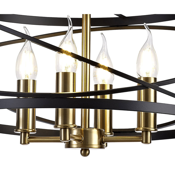 Nelson Lighting NL71019 | Liza Pendant | 4-Light Black & Satin Gold Elegance