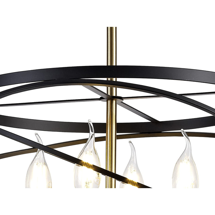 Nelson Lighting NL71019 | Liza Pendant | 4-Light Black & Satin Gold Elegance