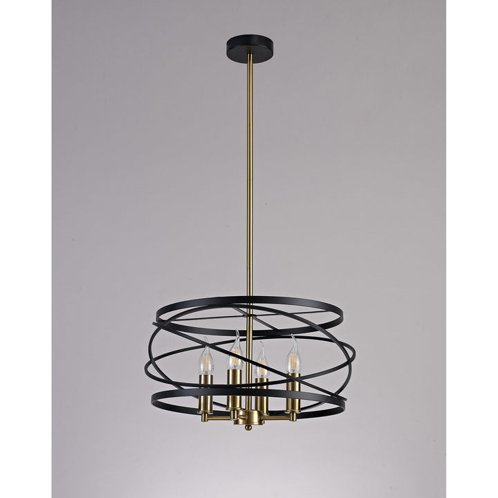 Nelson Lighting NL71019 | Liza Pendant | 4-Light Black & Satin Gold Elegance