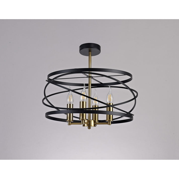 Nelson Lighting NL71019 | Liza Pendant | 4-Light Black & Satin Gold Elegance