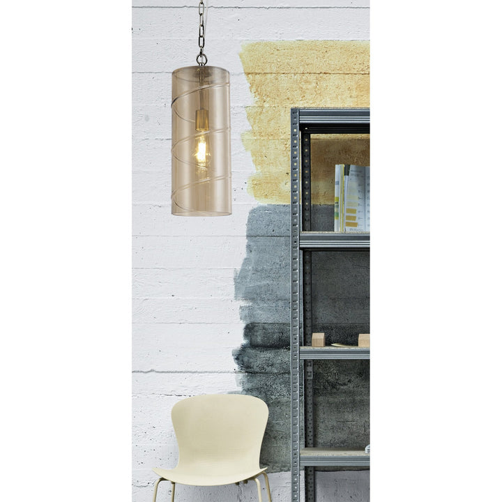 Nelson Lighting NL75699 Lucy Pendant 1 Light Antique Brass/Amber