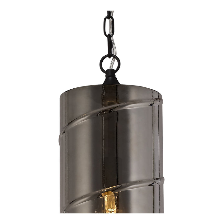 Nelson Lighting NL75709 Lucy Pendant 1 Light Matt Black/Smoked