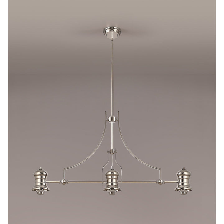 Nelson Lighting NL81249 Louis Frame Only Linear Pendant 3 Light Polished Nickel