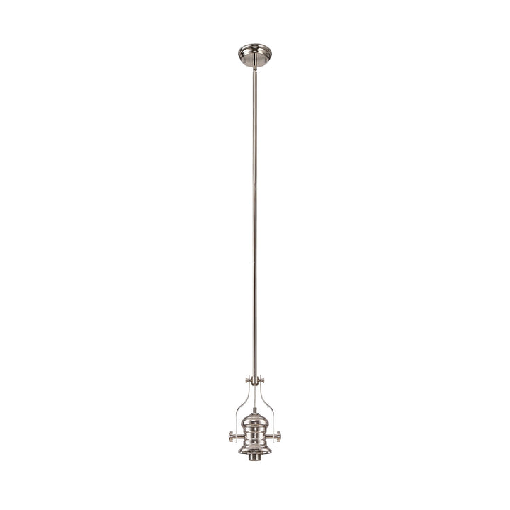 Nelson Lighting NLK01279 Louis 1 Light Telescopic Pendant With 30cm Round Glass Shade Polished Nickel/Smoked