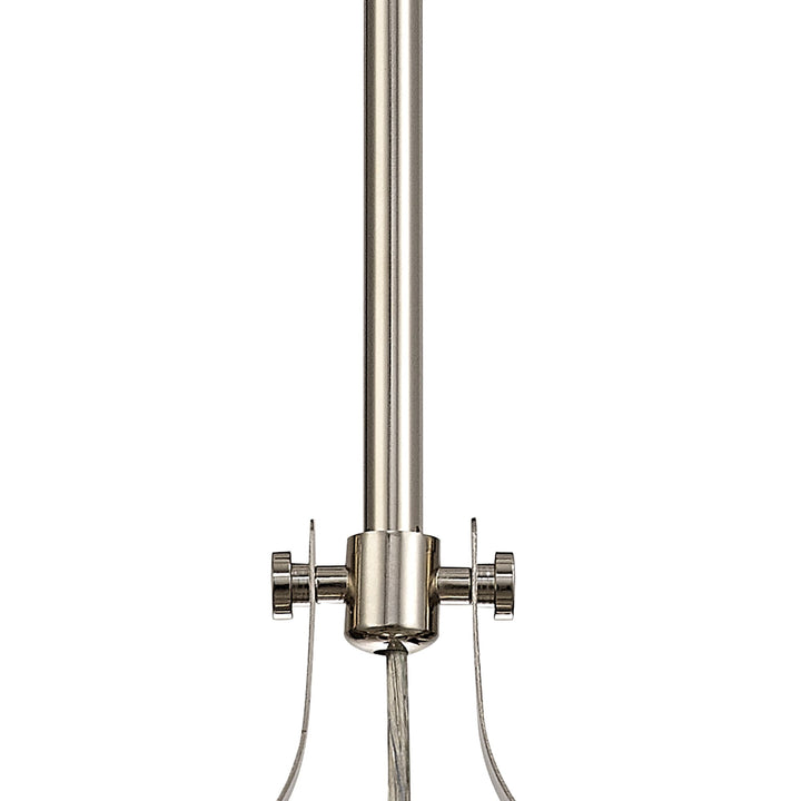 Nelson Lighting NLK04639 Louis Pendant With 38cm Flat Round Shade Polished Nickel/Clear Glass