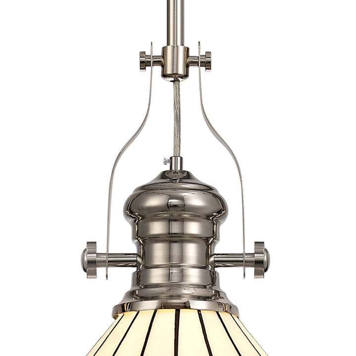 Nelson Lighting NLK04649 Louis/Umbrian 1 Light Telescopic Pendant 30cm Tiffany Shade Nickel/Grey/Chrome