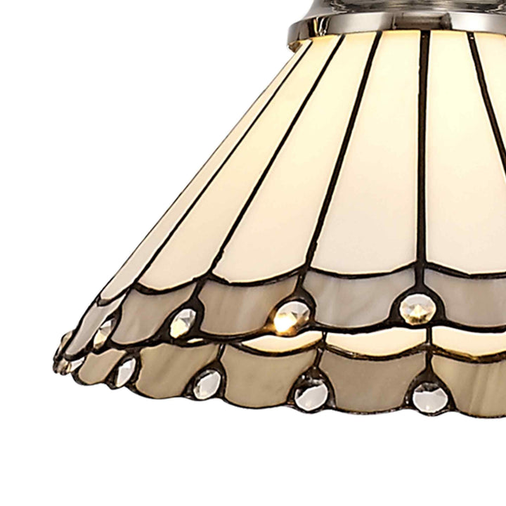 Nelson Lighting NLK04649 Louis/Umbrian 1 Light Telescopic Pendant 30cm Tiffany Shade Nickel/Grey/Chrome