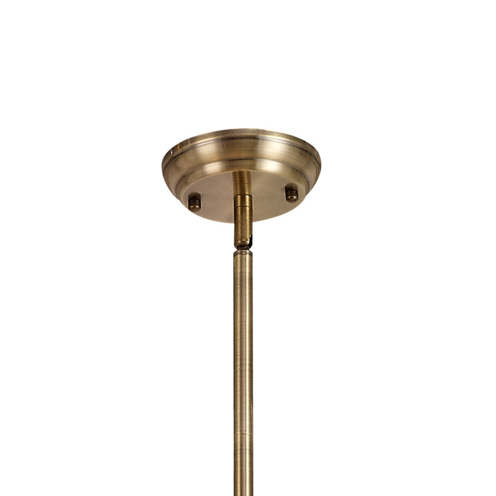 Nelson Lighting NLK04709 Louis/Umbrian 3 Light Telescopic Pendant 30cm Tiffany Shade Antique Brass/Green/Chrome