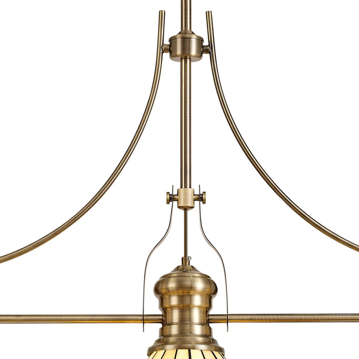 Nelson Lighting NLK04709 Louis/Umbrian 3 Light Telescopic Pendant 30cm Tiffany Shade Antique Brass/Green/Chrome