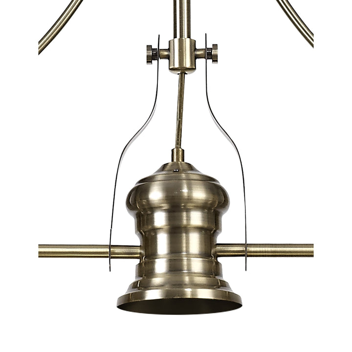 Nelson Lighting NLK04709 Louis/Umbrian 3 Light Telescopic Pendant 30cm Tiffany Shade Antique Brass/Green/Chrome