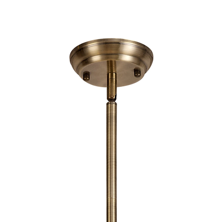 Nelson Lighting NLK04719 Louis/Umbrian 3 Light Telescopic Pendant 30cm Tiffany Shade Antique Brass/Amber/Chrome