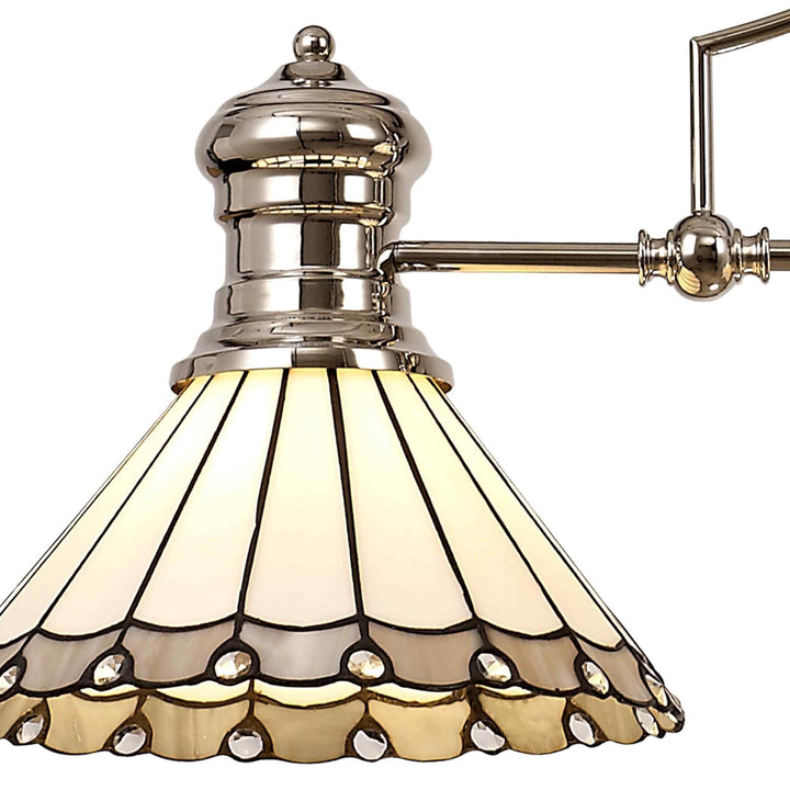 Nelson Lighting NLK04849 Louis/Umbrian 3 Light Telescopic Pendant 30cm Tiffany Shade Nickel/Grey/Chrome