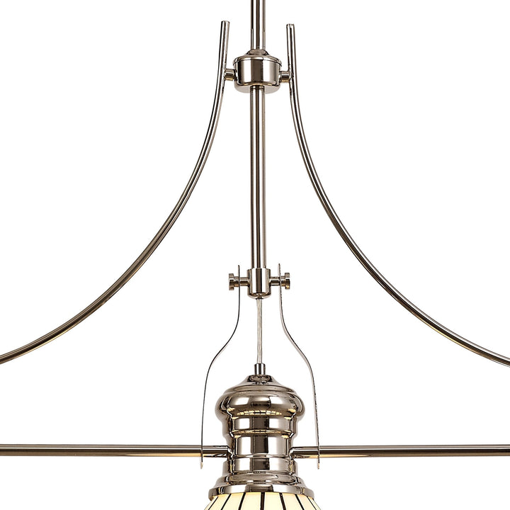 Nelson Lighting NLK04849 Louis/Umbrian 3 Light Telescopic Pendant 30cm Tiffany Shade Nickel/Grey/Chrome