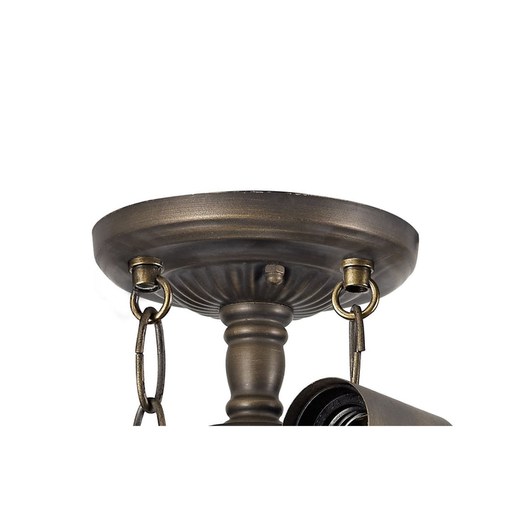 Nelson Lighting NL72909 Major Semi Ceiling Kit 2 Light Aged Antique Brass