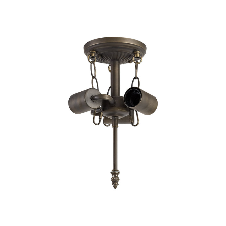 Nelson Lighting NL72919 Major Semi Ceiling Kit 3 Light Aged Antique Brass