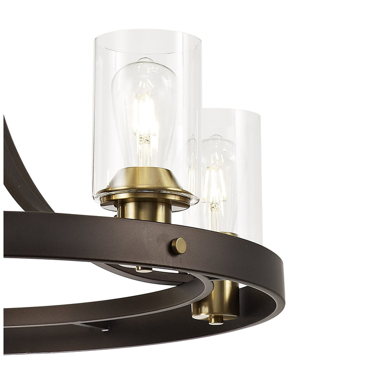 Nelson Lighting NL75529 Malcom Pendant 5 Light Brown Oxide/Bronze With Clear Glass Shades