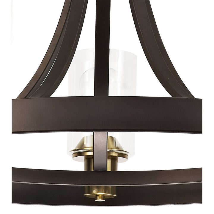 Nelson Lighting NL75529 Malcom Pendant 5 Light Brown Oxide/Bronze With Clear Glass Shades