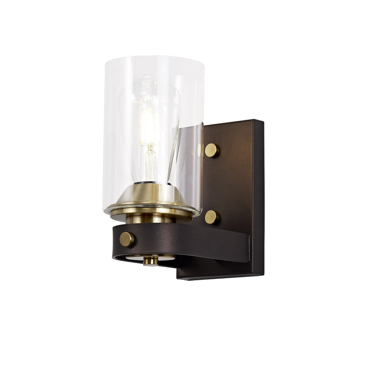 Nelson Lighting NL75549 Malcom Wall Lamp 1 Light Brown Oxide/Bronze With Clear Glass Shades