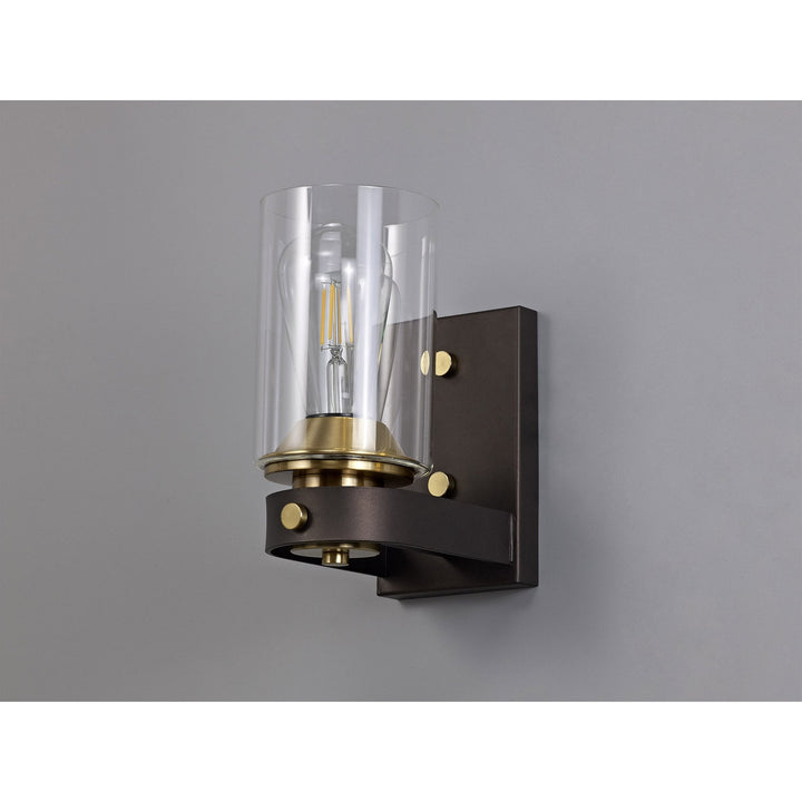 Nelson Lighting NL75549 Malcom Wall Lamp 1 Light Brown Oxide/Bronze With Clear Glass Shades